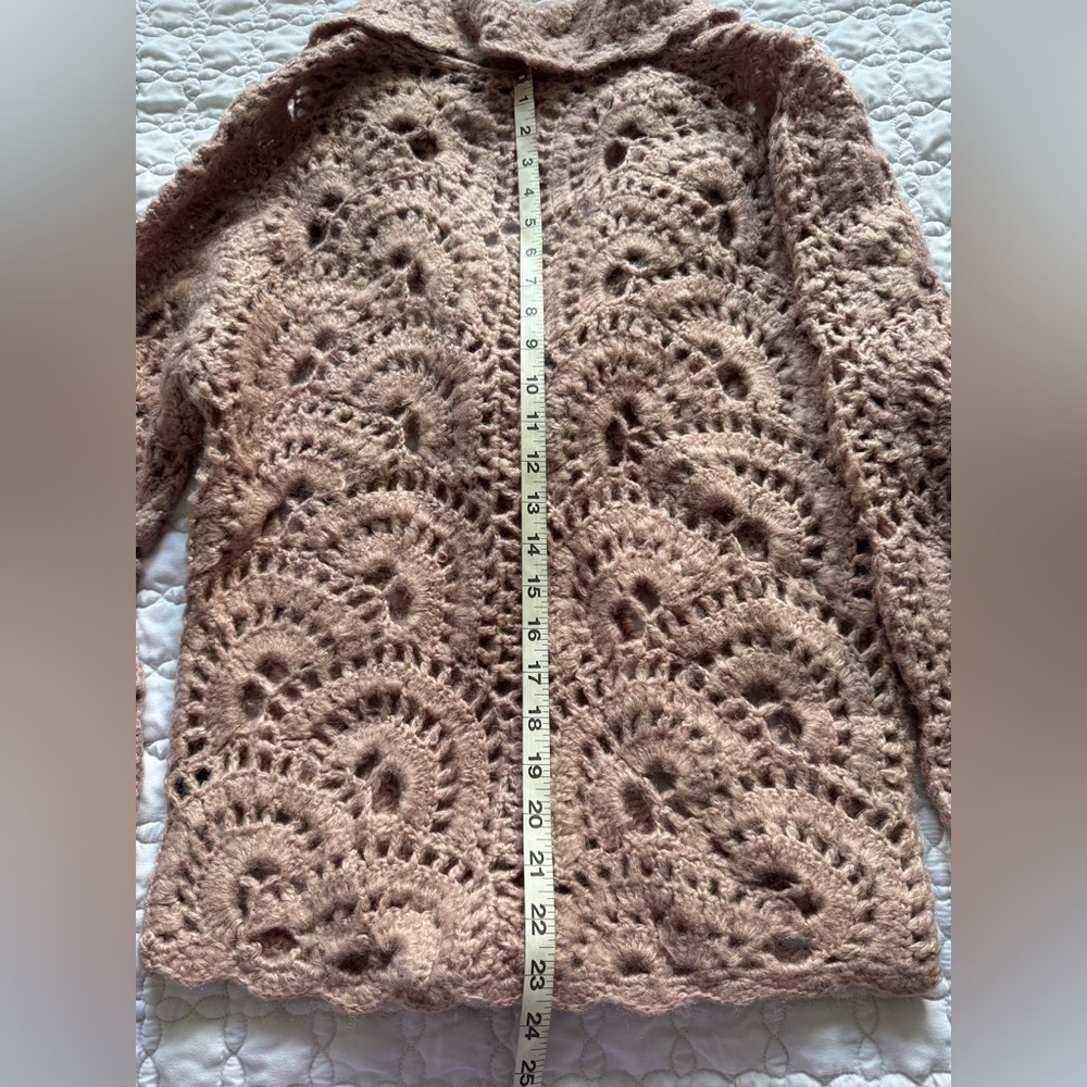 Michelle Nicole Blush Pink Fairy Cottagecore Crochet Women Sweater Size Large - Picture 12 of 13